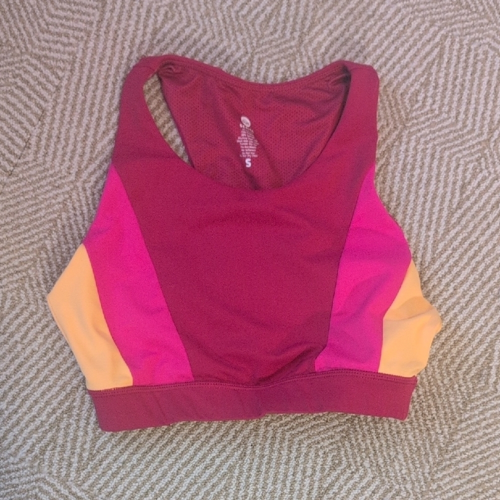 Senita Athletics Fuschia Pink Sports Bra Yoga Dance Top With Pocket Size Small